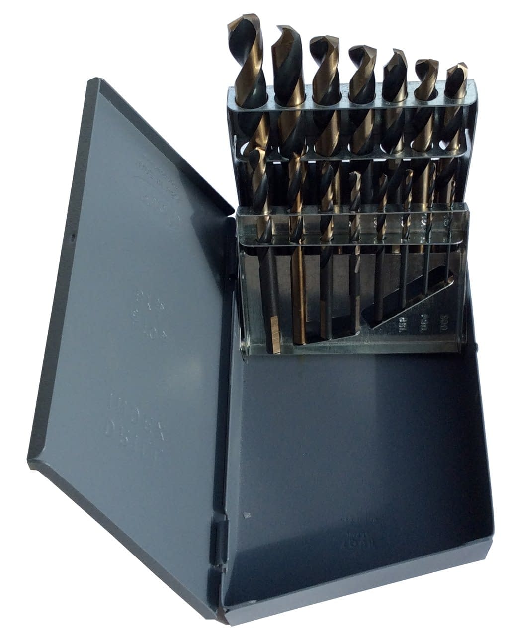 1/16" 1/2" HSS Black & Gold Mechanic Length Drill Bit Set, Metal Case